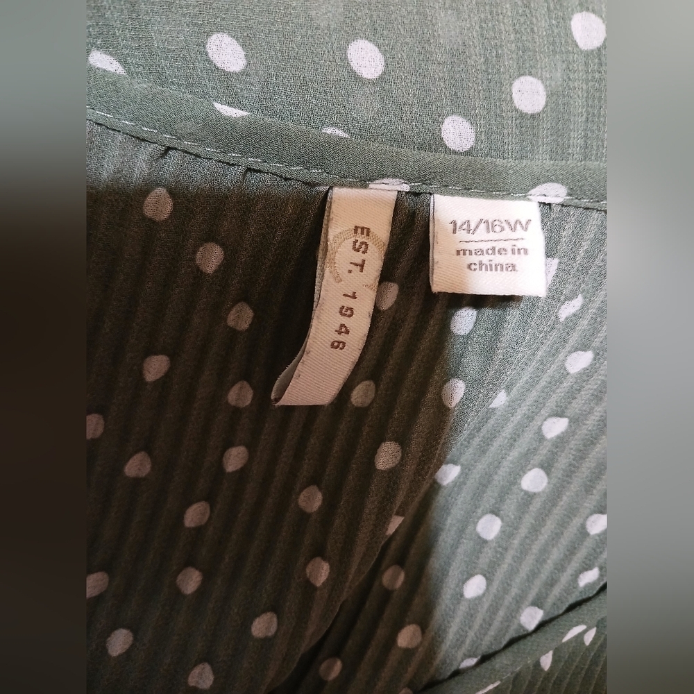 Est 1946 Green‎ Polka Dot Blouse 14/16W Whimsigoth - Picture 3 of 4
